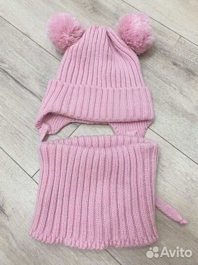 Комплект шапка, шарф демисезон для девочки