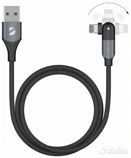 Кабель Deppa Cable Angle USB-A - Lightning, черны