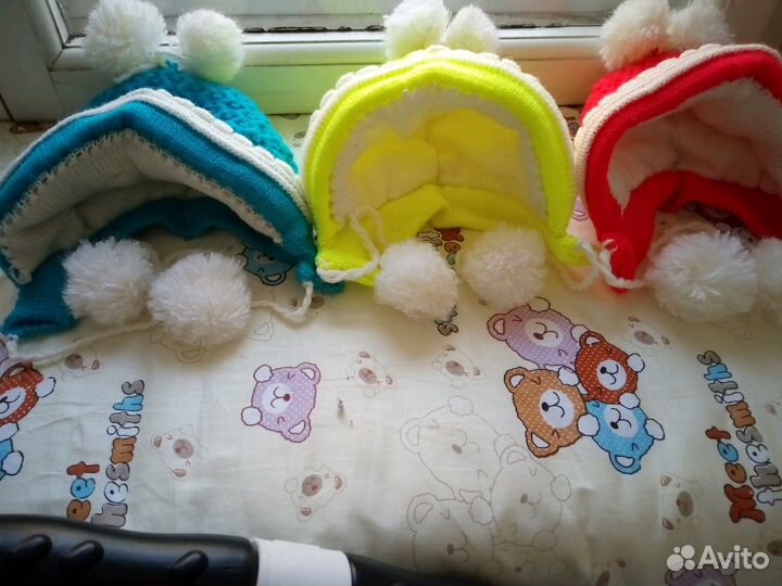 Детские шапки новые из 90х годов, 0-3 м