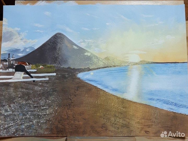 Картина вулкан Агунг, деревня Амед, Индонезия