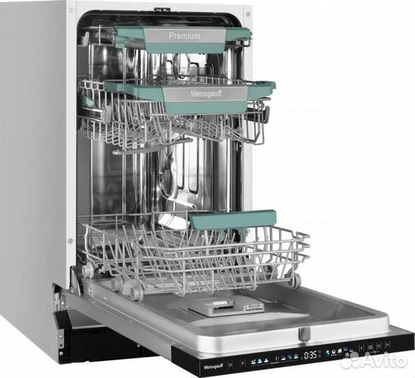 Посудомоечная машина weissgauff BDW 4160 Real Touch DC Inverter Timer Floor, узкая, 45см, встраиваем