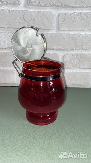 Сахарница СССР, красное стекло