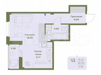 Квартира-студия, 39,4 м², 1/7 эт.