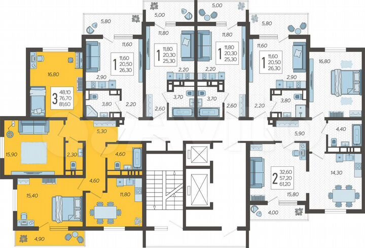 3-к. квартира, 81,6 м², 3/10 эт.