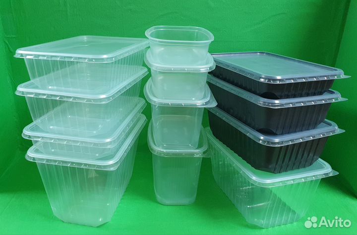 Прозрачный чёрный прямоугольный большой контейнер