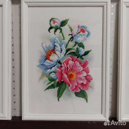 Картина вышивка крестом цветы пионы