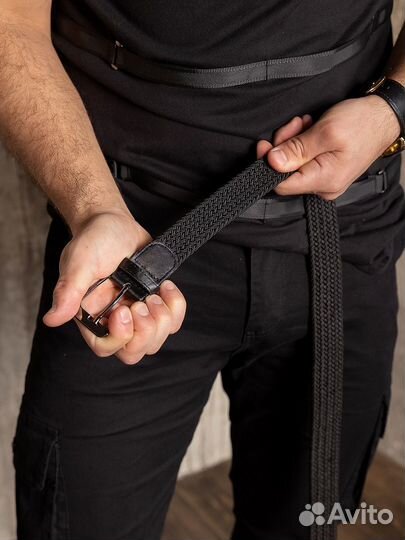 Ремень резинка эластичный плетеный пояс мужской