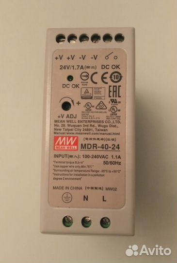 Блоки питания MeanWell MDR-40-24
