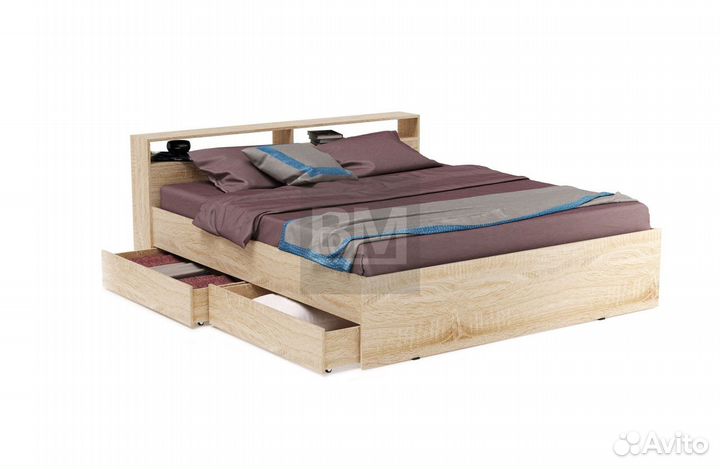 Кровать двуспальная кингсайз с ящиками