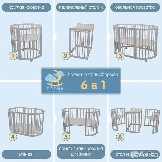 Детская кроватка трансформер 6 в 1