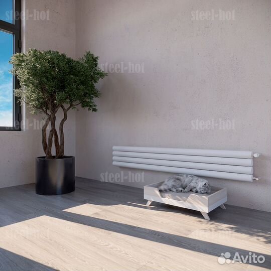 Горизонтальный дизайнерский радиатор Steel-Hot от