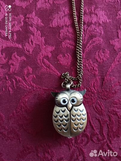 Часики на цепочке - кулон Сова
