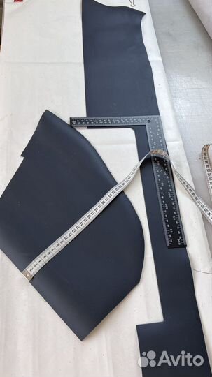 Обрезки натуральной кожи, синий