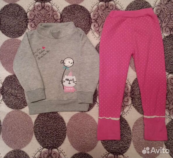 Теплые штаны и кофта для девочки размер 98-104