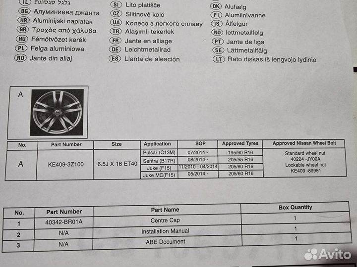 Диски nissan R16