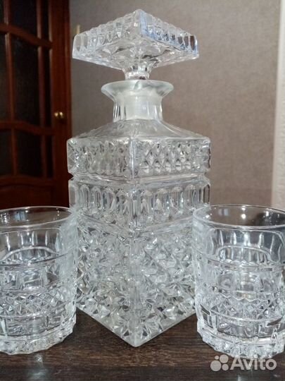 Штоф и два бокала. Bohemia хрусталь