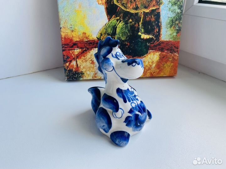 Керамические статуэтки гжель дракон петух