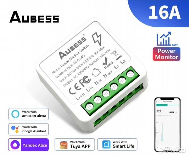 Wifi реле Aubess 16A