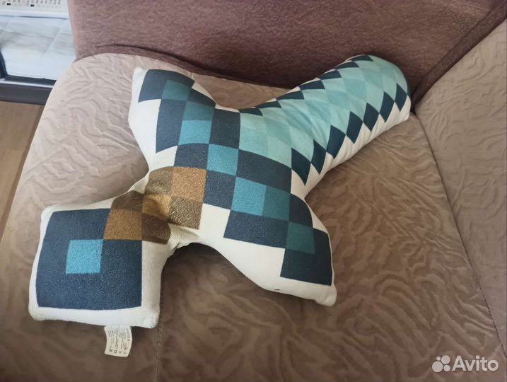 Плюшевая игрушка алмазный меч по игре minecraft