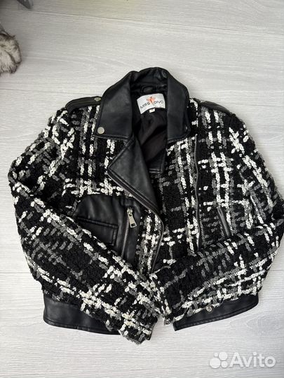 Твидовая/кожаная куртка