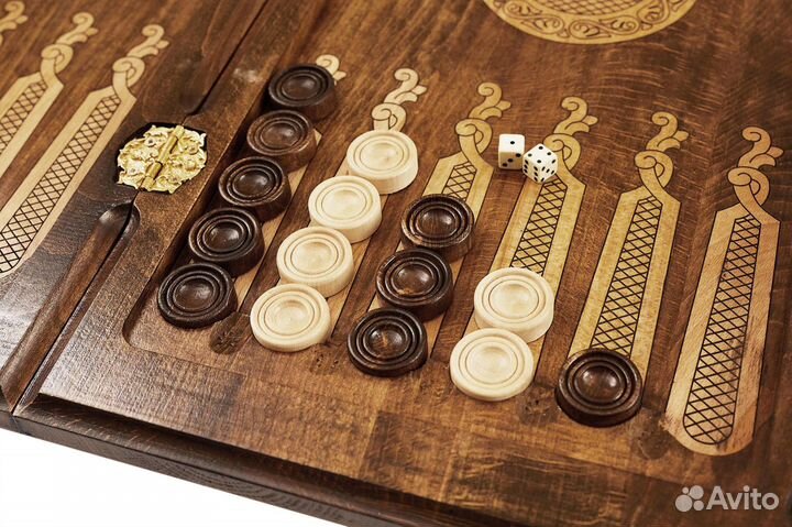 Нарды и шашки резные Звездная октаграмма 61 х 61 см бук Армения 62439