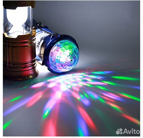 Фонарь кемпинговый 3в1 с дискошаром и эффектом пла