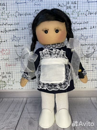 Текстильная интерьерная кукла школьница