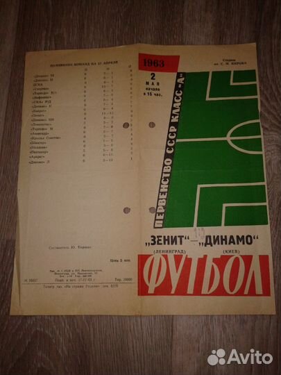 Программки футбольные Зенит Ленинград с 1952-2021