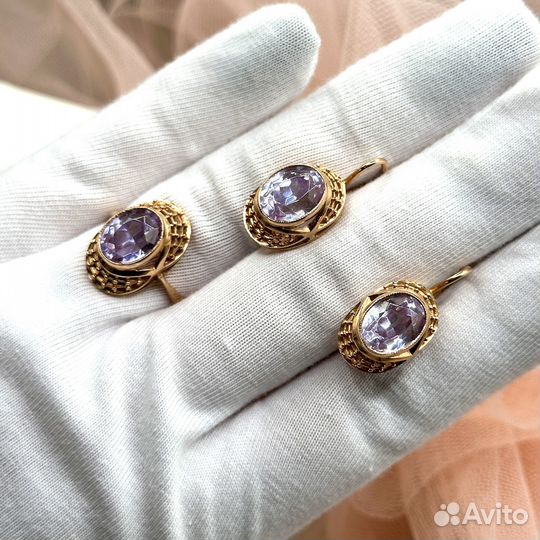 Золотой гарнитур с александритом 583 СССР