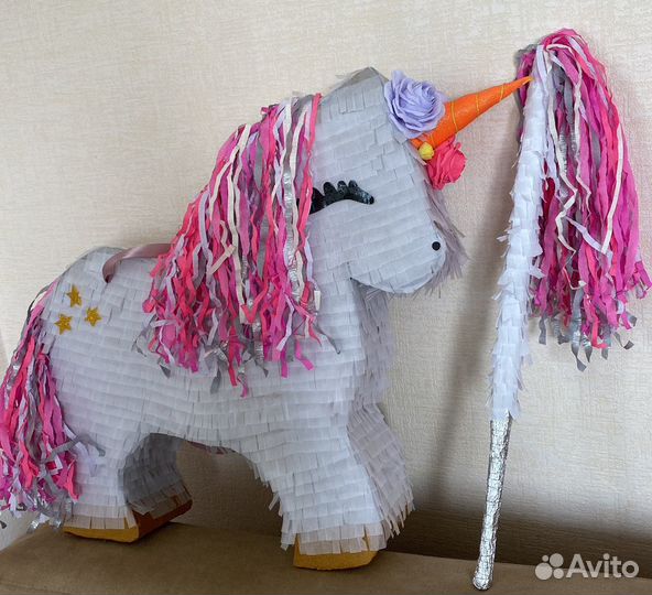 Пиньята Единорог + палочка для разбивания
