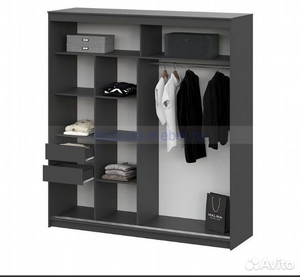 Шкаф-купе №25 Блэк Лайт Графит 200х220х60