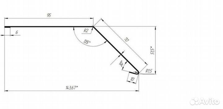 Карнизная планка для кровли капельники RAL 8017 70