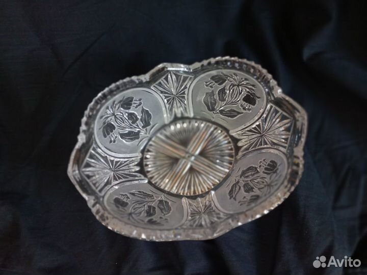 Хрустальный набор салатников «Цветы» 4шт