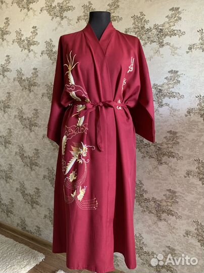 Винтажный японский халат, винтажное кимоно