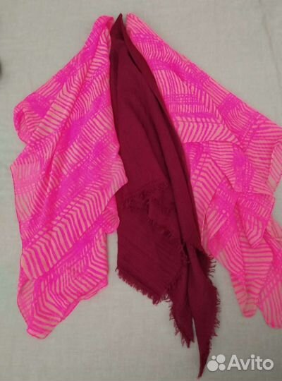 Платки цвета фуксии 90х90 и бордовый хлопок