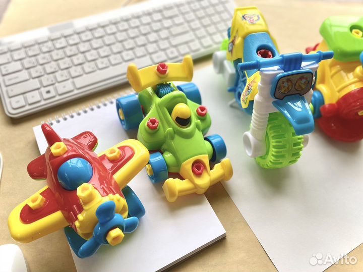 Набор 5шт. грузовик, авто, мотоцикл, паровоз