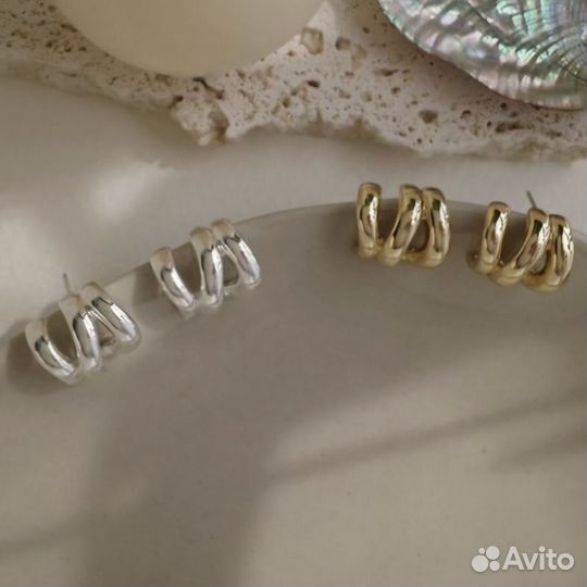 Серьги кольца серебро