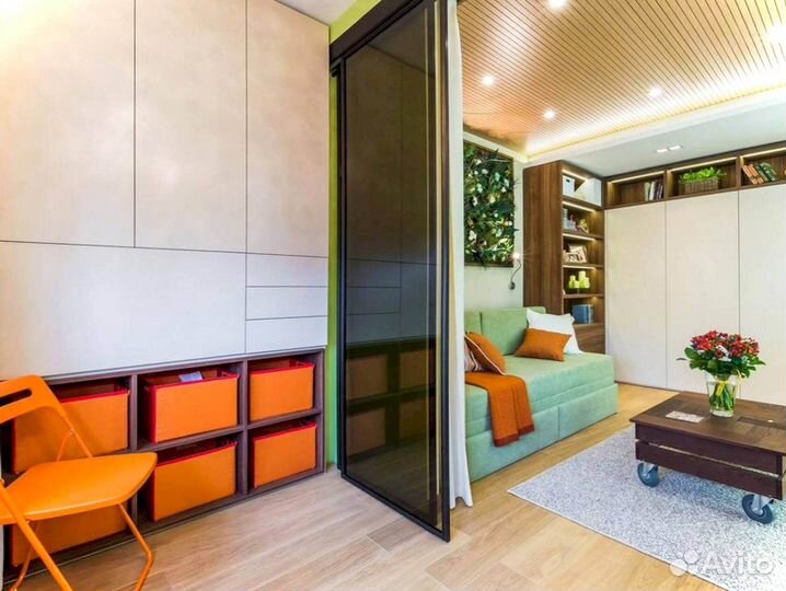 Раздвижная перегородка с матовым стеклом