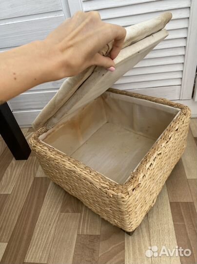 Плетеная корзина пуфик
