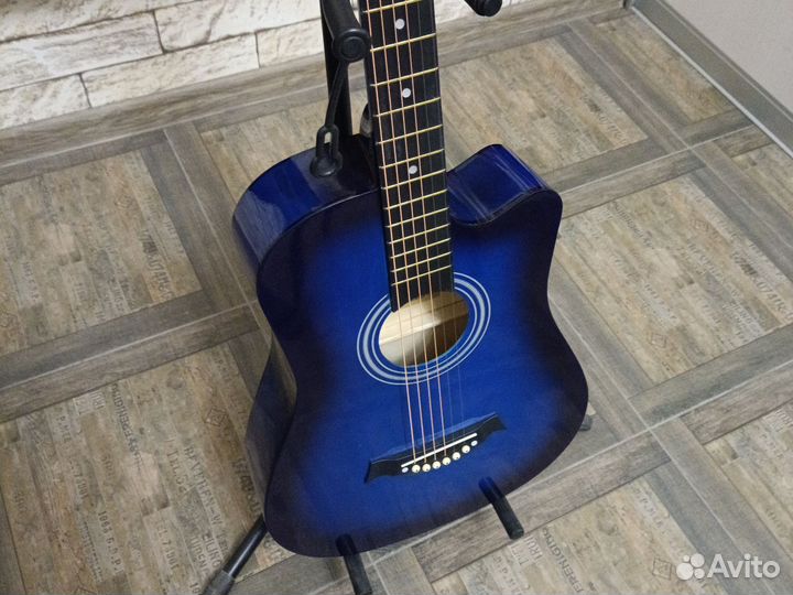 Акустическая гитара синяя 7/8