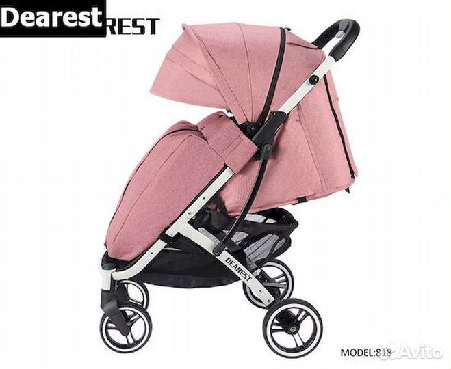Коляска dеаresт 818 розовая на белой раме