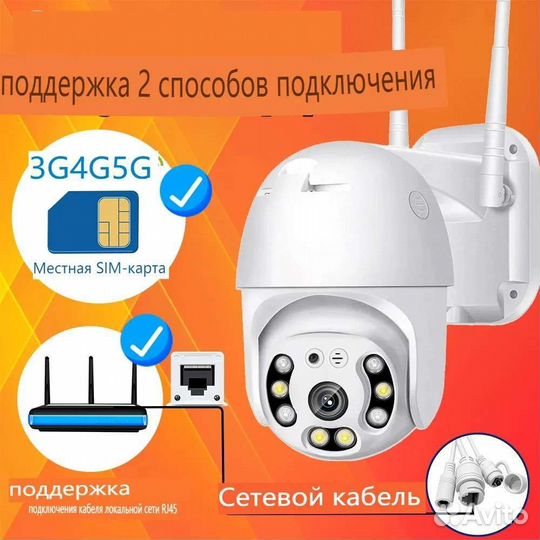 Камера видеонаблюдения 4G, wi-fi уличная