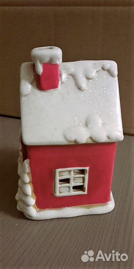 Домик зимний новогодний керамика