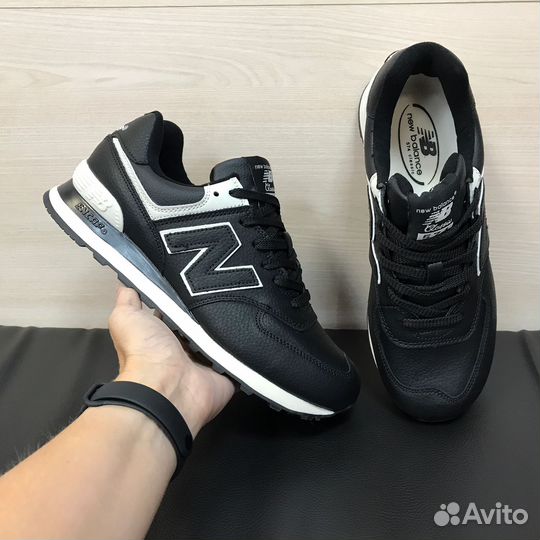 Кроссовки New Balance 574 кожаные мужские черные