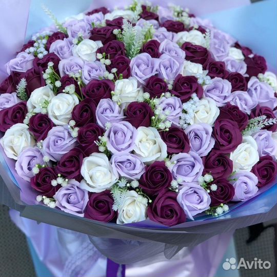 Купить 101 розу букет цветы маме сердце подарок