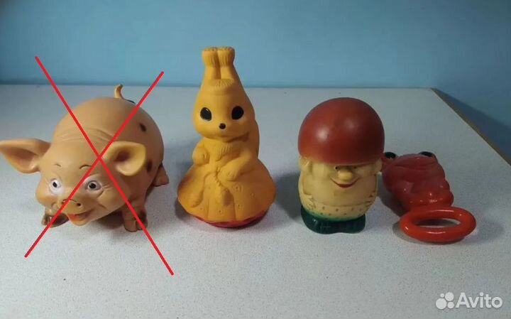 Резиновые игрушки, погремушка, волчок - СССР