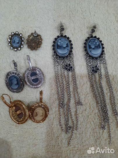 Броши,серьги,кулоны,кольца с камеей