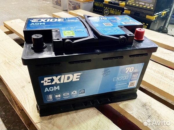 70Ah Аккумулятор 12V 6CT-70.0 Exide AGM EK700 760A