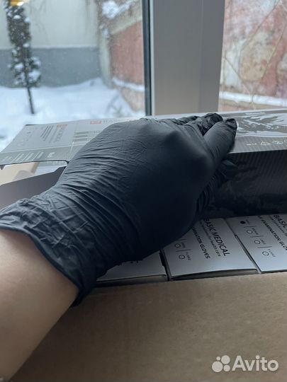 Перчатки нитриловые черные