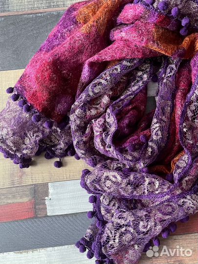 Шарф шерсть/гипюр